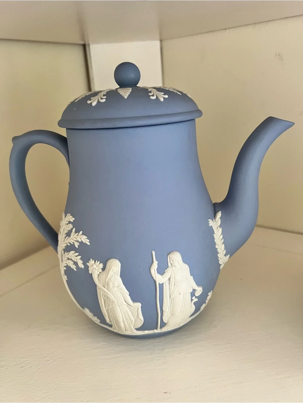 Iconic Wedgwood Blue Jasperware 3 Piece Coffee Service set Pristine Condition